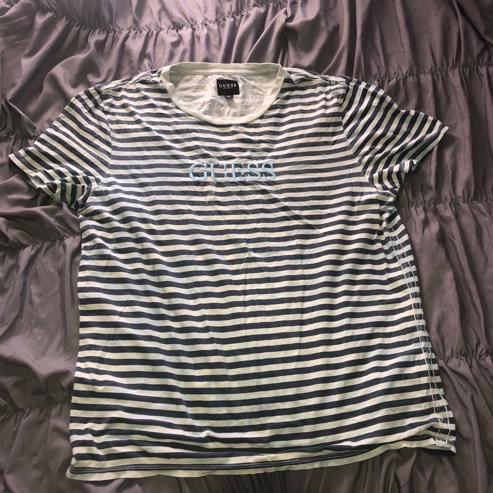 blue striped guess shirt!